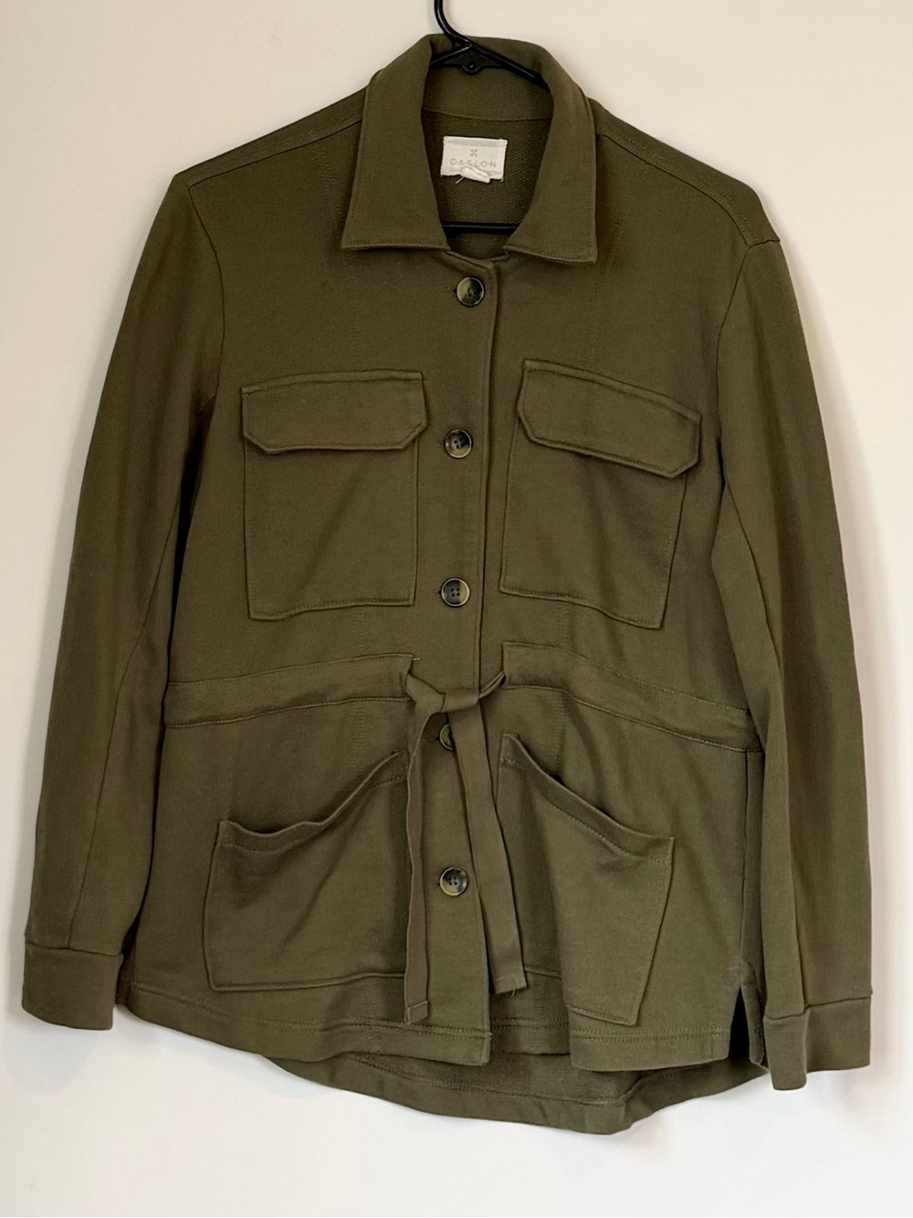 Caslon Olive Green Knit Utility Jacket - Size: Extra Small
